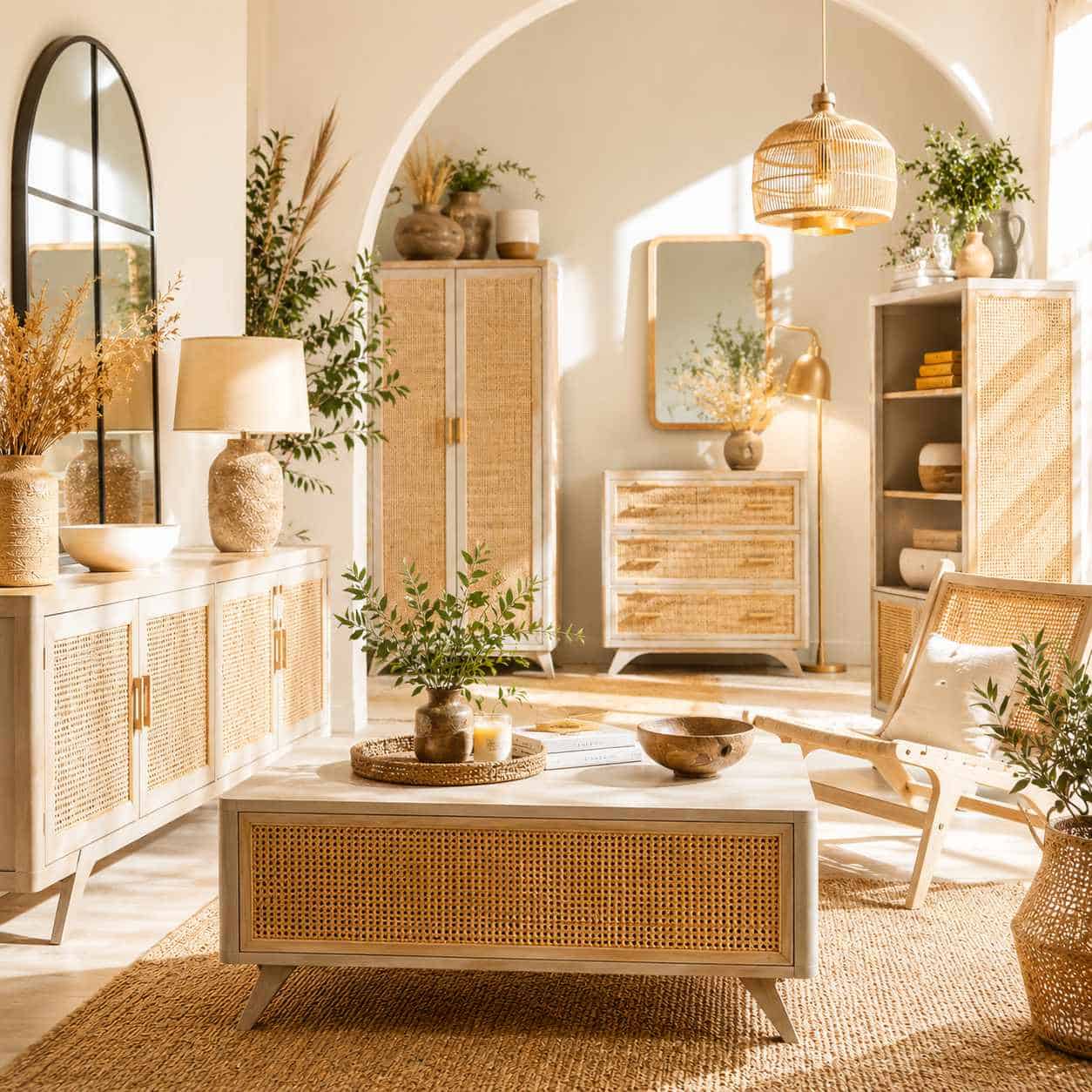 Ratán en decoración de muebles